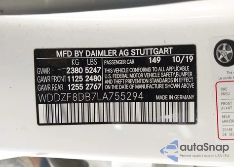 2020 Mercedes-Benz E 350 from USA, damaged, VIN WDDZF8DB7LA755294